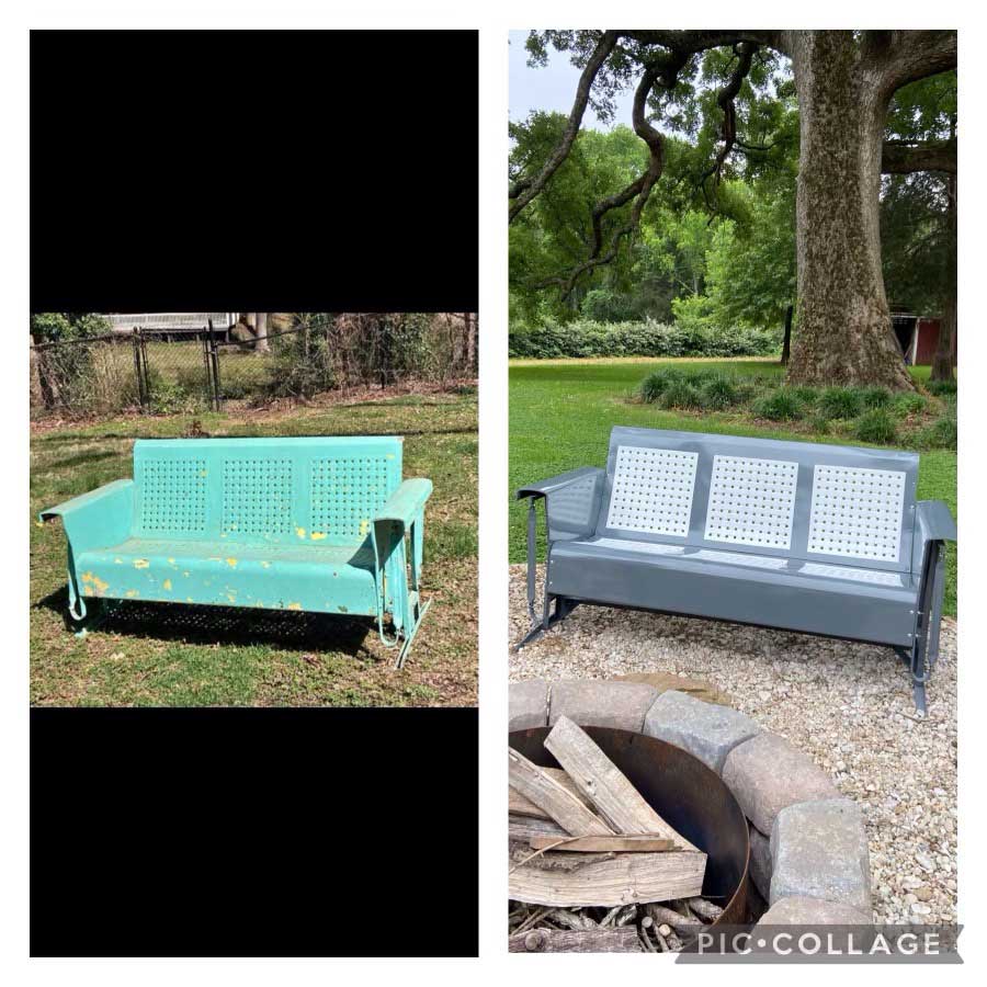 Bench before and after